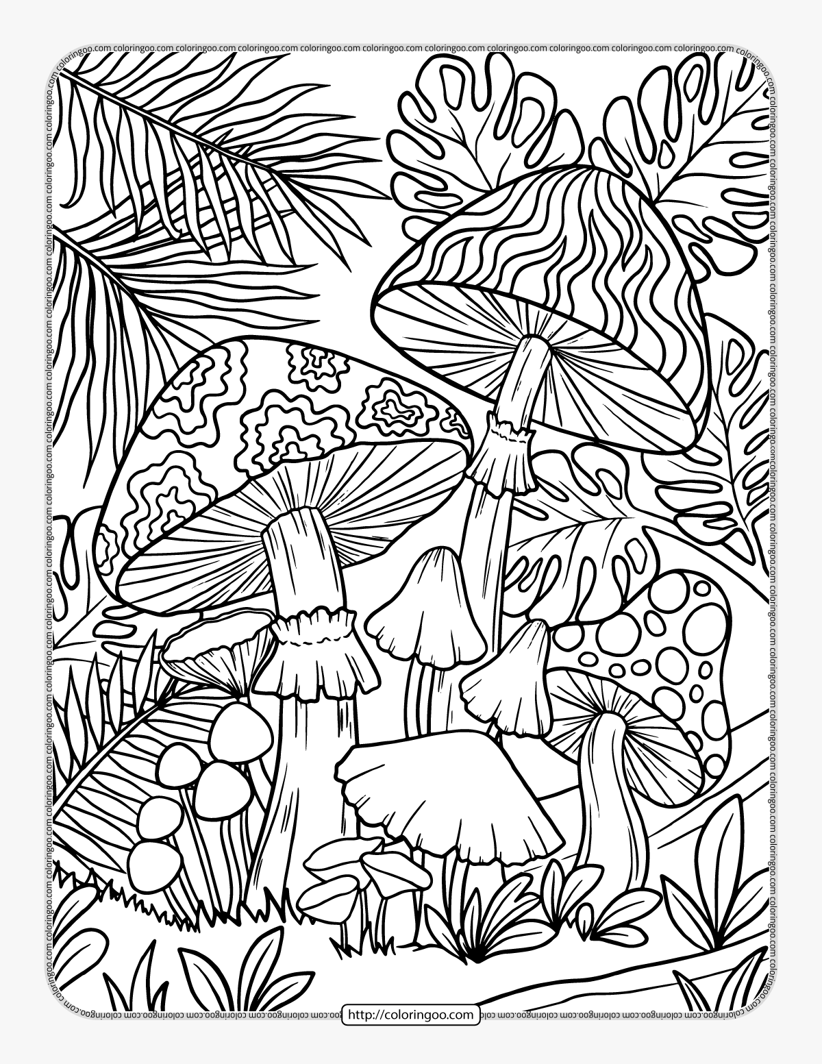 Printable Crystal Mushrooms Coloring Page Printable Crystal Mushrooms Coloring Page