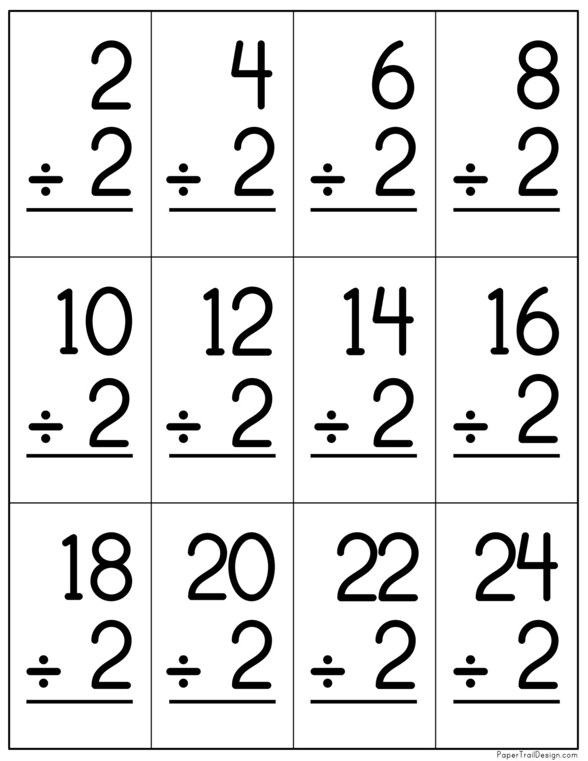 Printable Division Flash Cards Printable Division Flash Cards