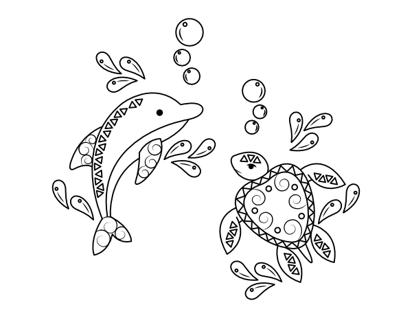 Printable Dolphin And Sea Turtle Coloring Page Printable Dolphin And Sea Turtle Coloring Page