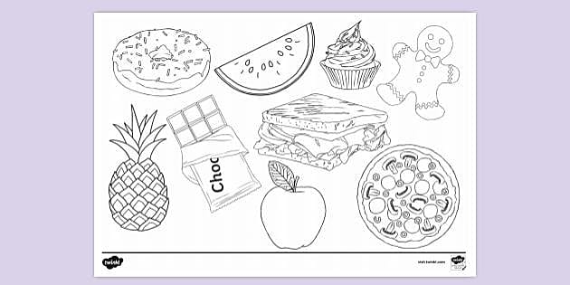 Printable Food Colouring Page Primary School Twinkl