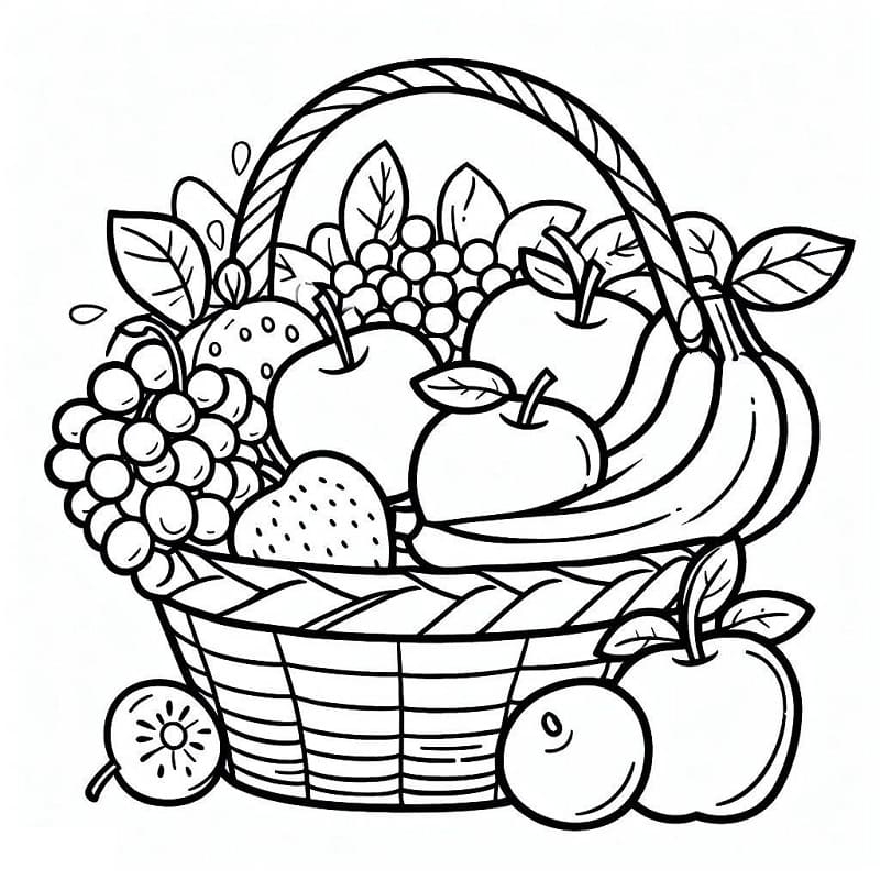 Printable Fruit Basket Coloring Page Download Print Or Color Online Printable Fruit Basket Coloring Page Download Print Or Color Online