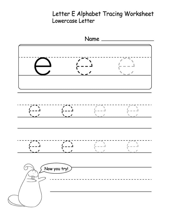 printable letter e tracing
