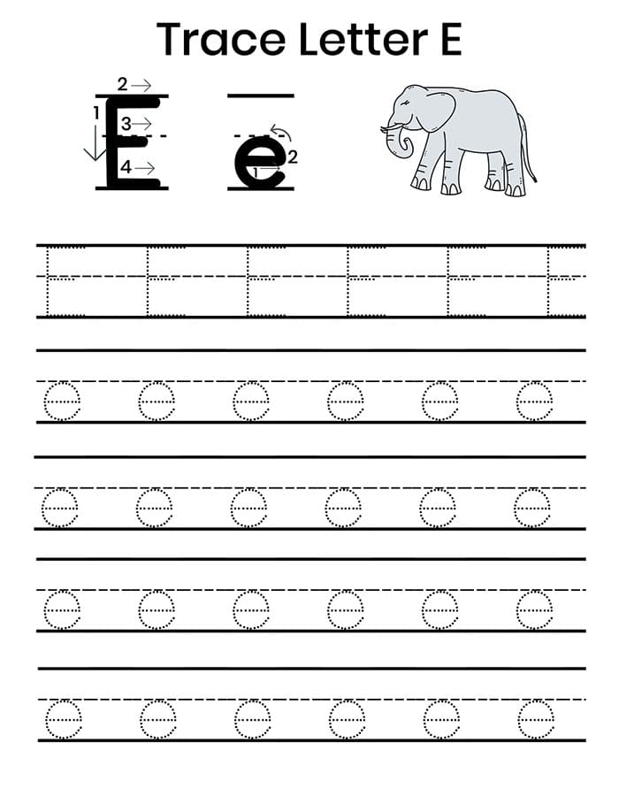 letter e tracing page letter e tracing page
