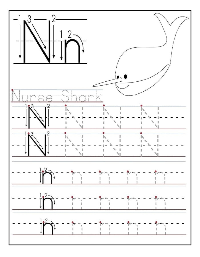 Printable Letter N Tracing Vocabulary Free Download And Print For You Printable Letter N Tracing Vocabulary Free Download And Print For You