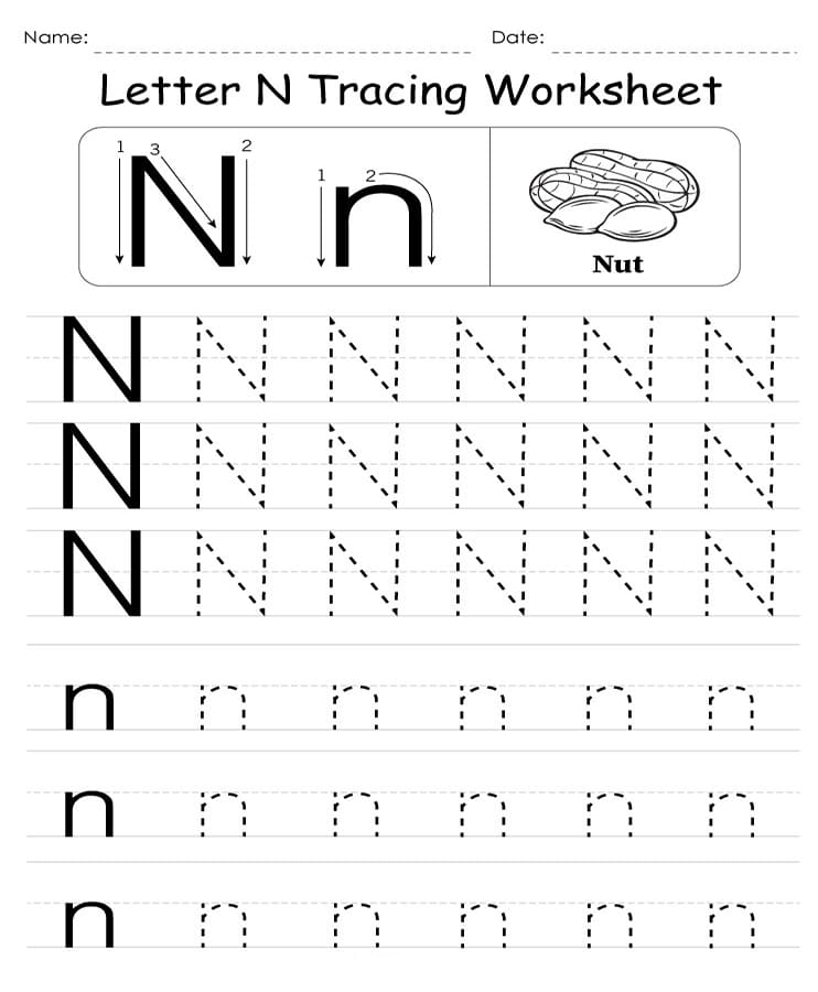Printable Letter N Tracing Worksheet Free Free Download And Print For Printable Letter N Tracing Worksheet Free Free Download And Print For