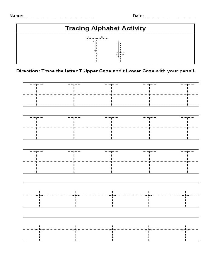 Printable Letter T Tracing Activity Free Download And Print For You 