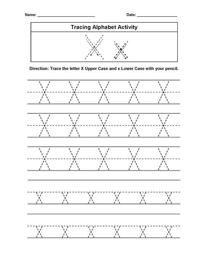 Printable Letter X Tracing Alphabet Worksheet Free Download And Print Printable Letter X Tracing Alphabet Worksheet Free Download And Print