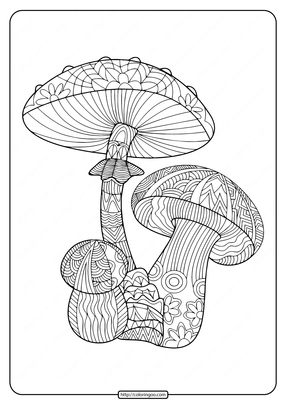 Printable Mushroom Pdf Coloring Pages