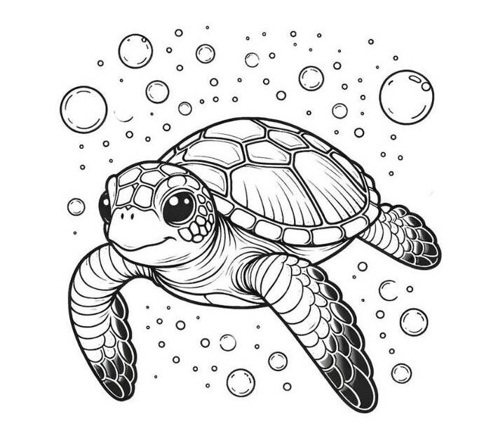 Printable Sea Turtle For Adults Coloring Page