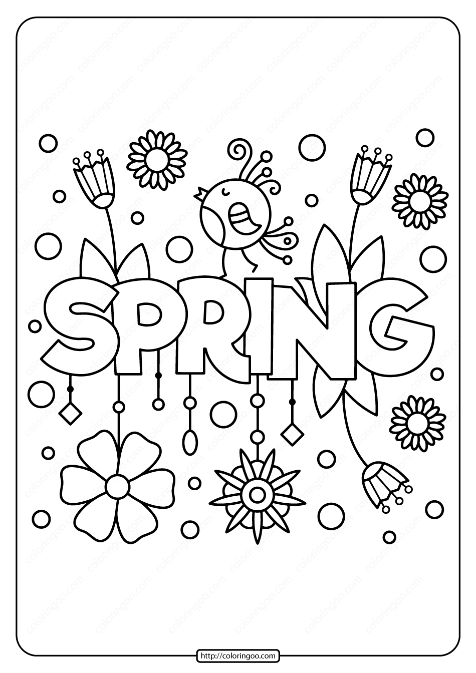 Printable Spring Pdf Coloring Page Printable Spring Pdf Coloring Page