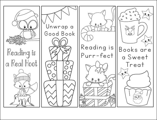 Printable Winter Bookmark Coloring Pages Book For Kids 