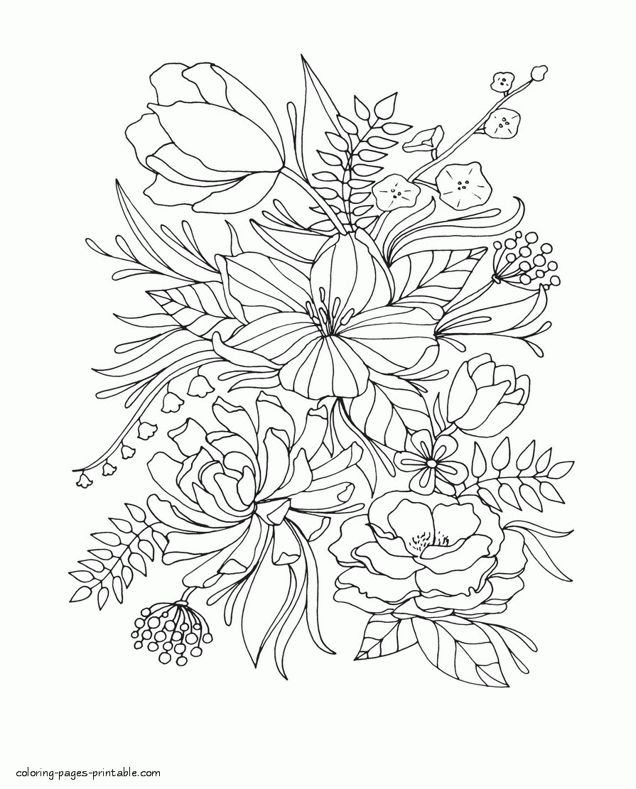 Realistic Flower Coloring Pages COLORING PAGES PRINTABLE COM Realistic Flower Coloring Pages COLORING PAGES PRINTABLE COM