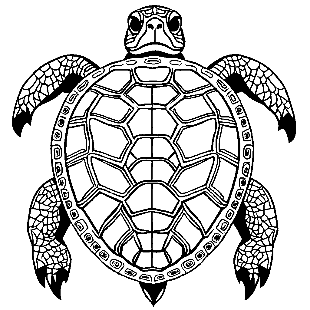 Realistic Patterned Turtle Coloring Page Lulu Pages Realistic Patterned Turtle Coloring Page Lulu Pages