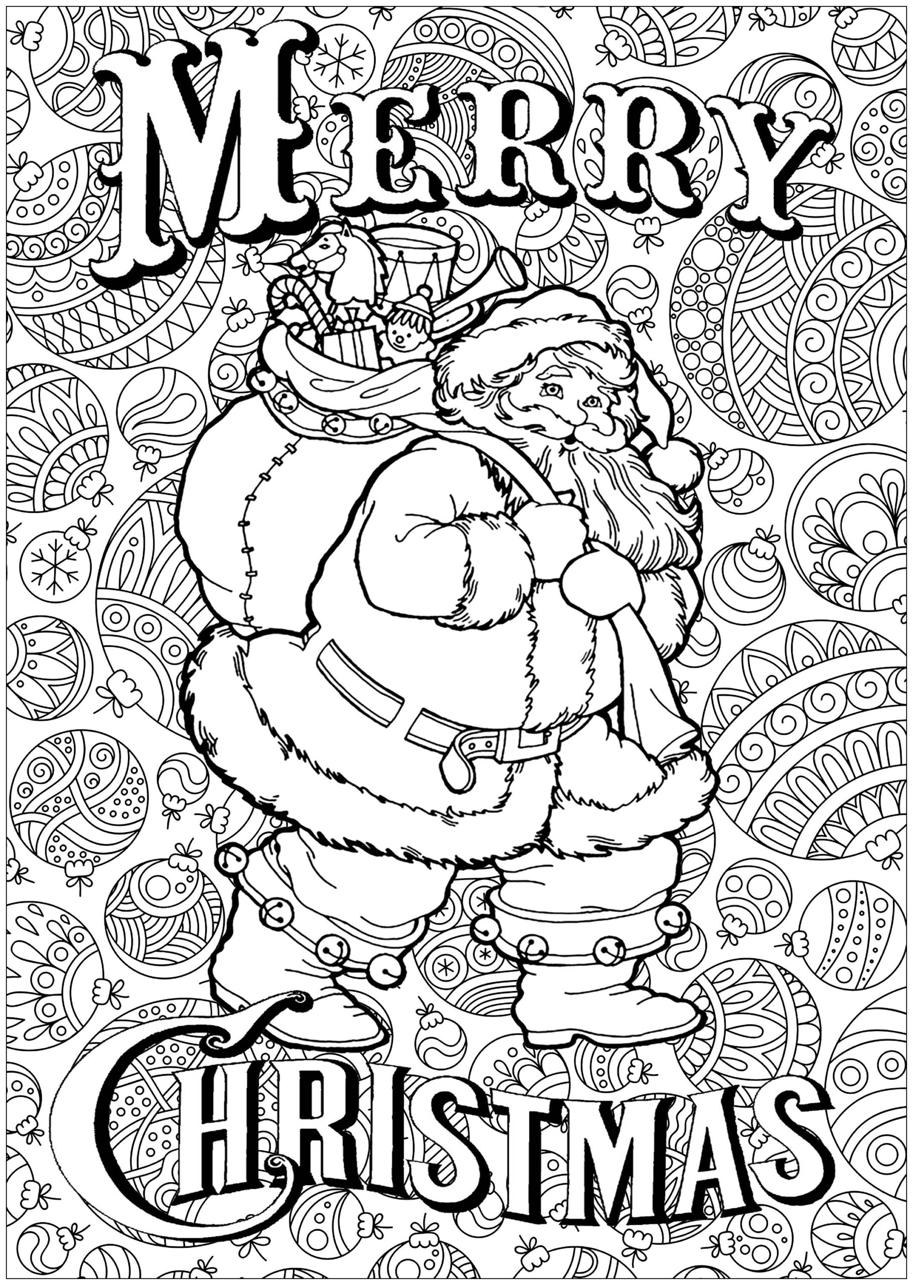 Santa Claus With Text And Background Christmas Coloring Pages For Adults Santa Claus With Text And Background Christmas Coloring Pages For Adults