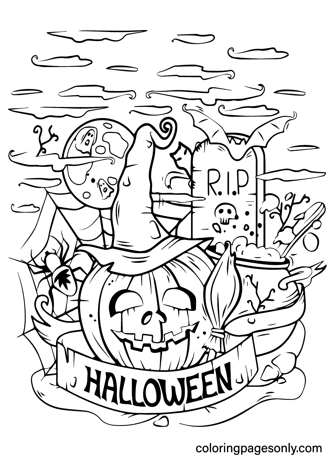 Scary Halloween Coloring Sheet For Kids Free Printable Coloring Pages Scary Halloween Coloring Sheet For Kids Free Printable Coloring Pages