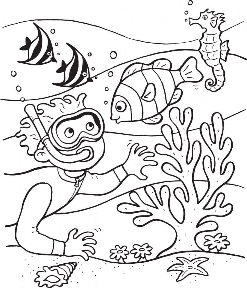 Scuba Diving Ocean Coloring Page Free Printable Coloring Pages For Kids
