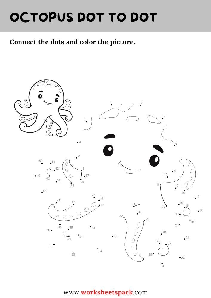 Sea Animals Connect The Dots Worksheets For Students Octopus Dot To Sea Animals Connect The Dots Worksheets For Students Octopus Dot To