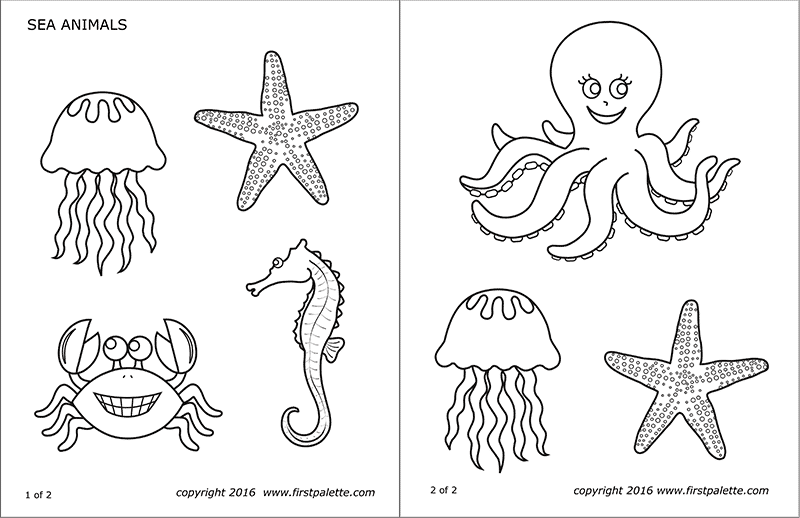 Sea Animals Free Printable Templates Coloring Pages FirstPalette Sea Animals Free Printable Templates Coloring Pages FirstPalette