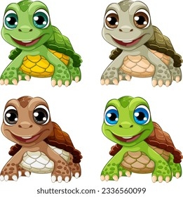 Set Cheerful Cartoon Turtles Different Colors Stock Vector Royalty Set Cheerful Cartoon Turtles Different Colors Stock Vector Royalty