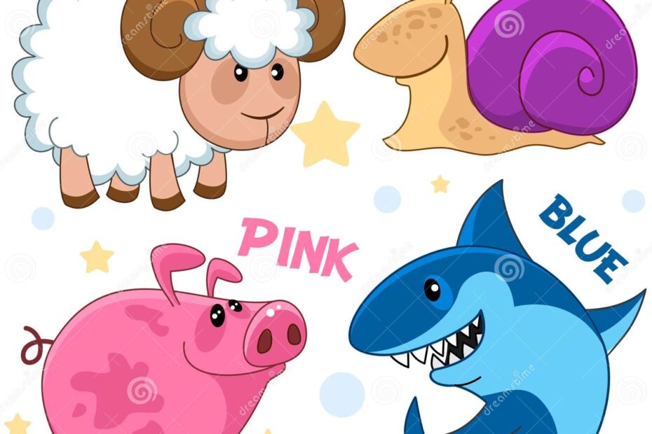 Set Of Different Colors With Animals For Children Stock Illustration