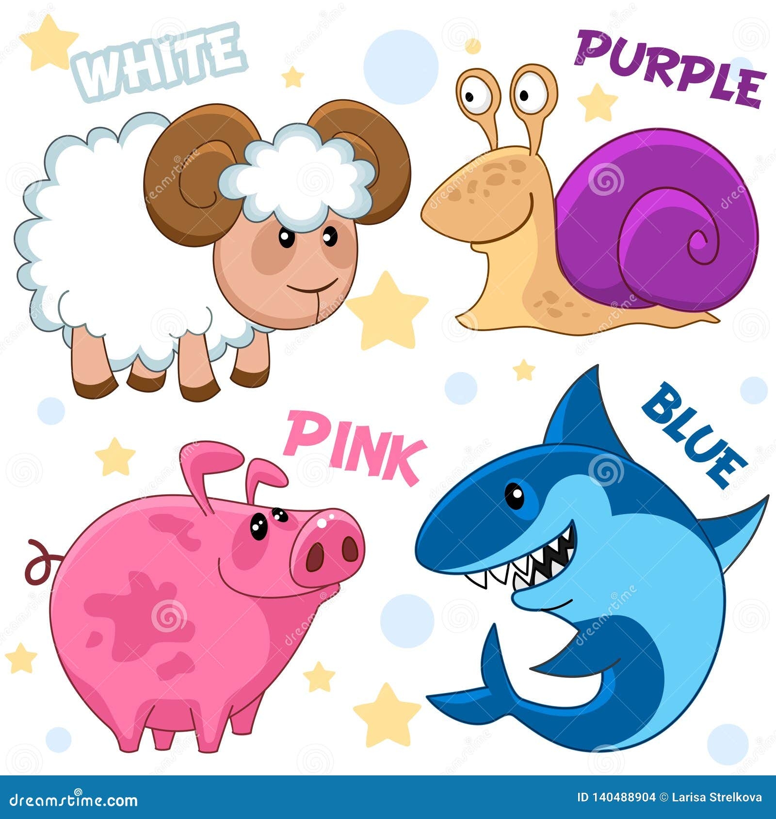 Set Of Different Colors With Animals For Children Stock Illustration 