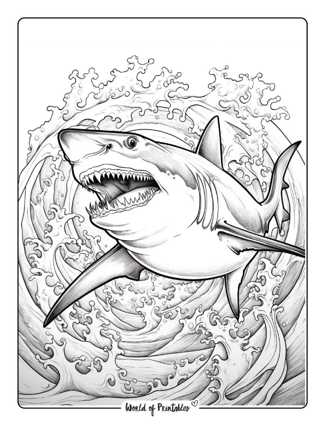 Shark Coloring Pages For Kids Adults World Of Printables Shark Coloring Pages For Kids Adults World Of Printables