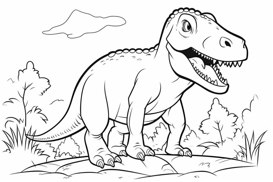 Simple Tyrannosaurus Rex Dinosaur Coloring Pages