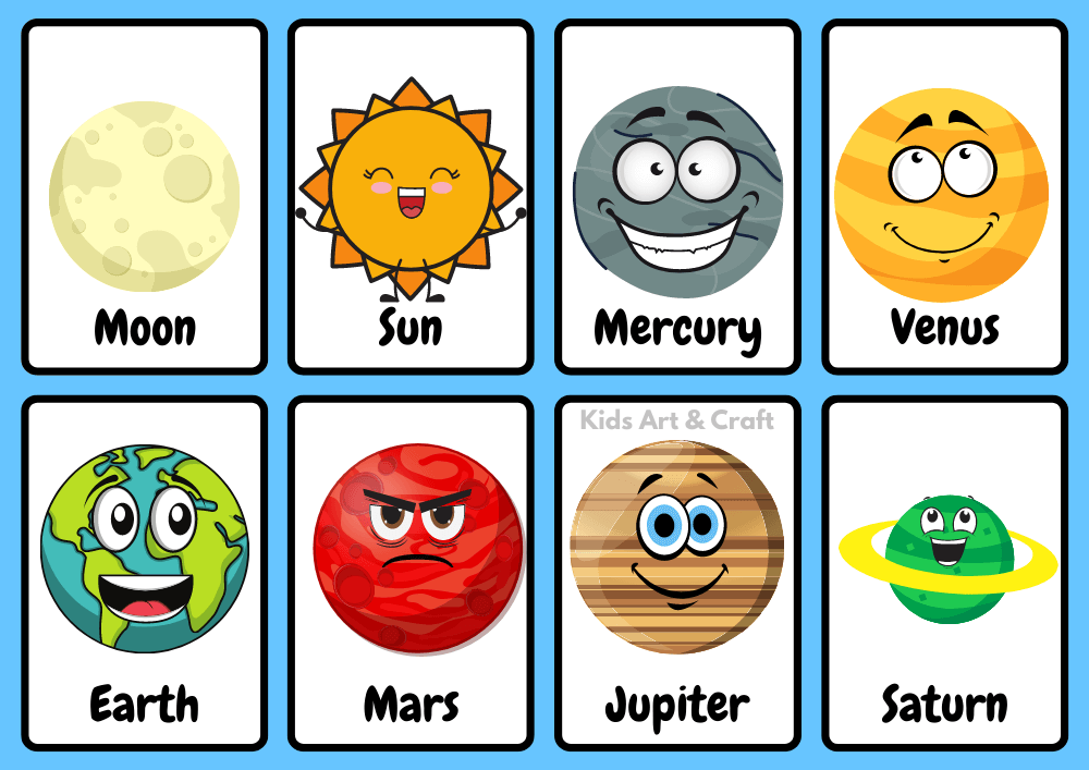 Solar System Flashcards For Kids Kids Art Craft