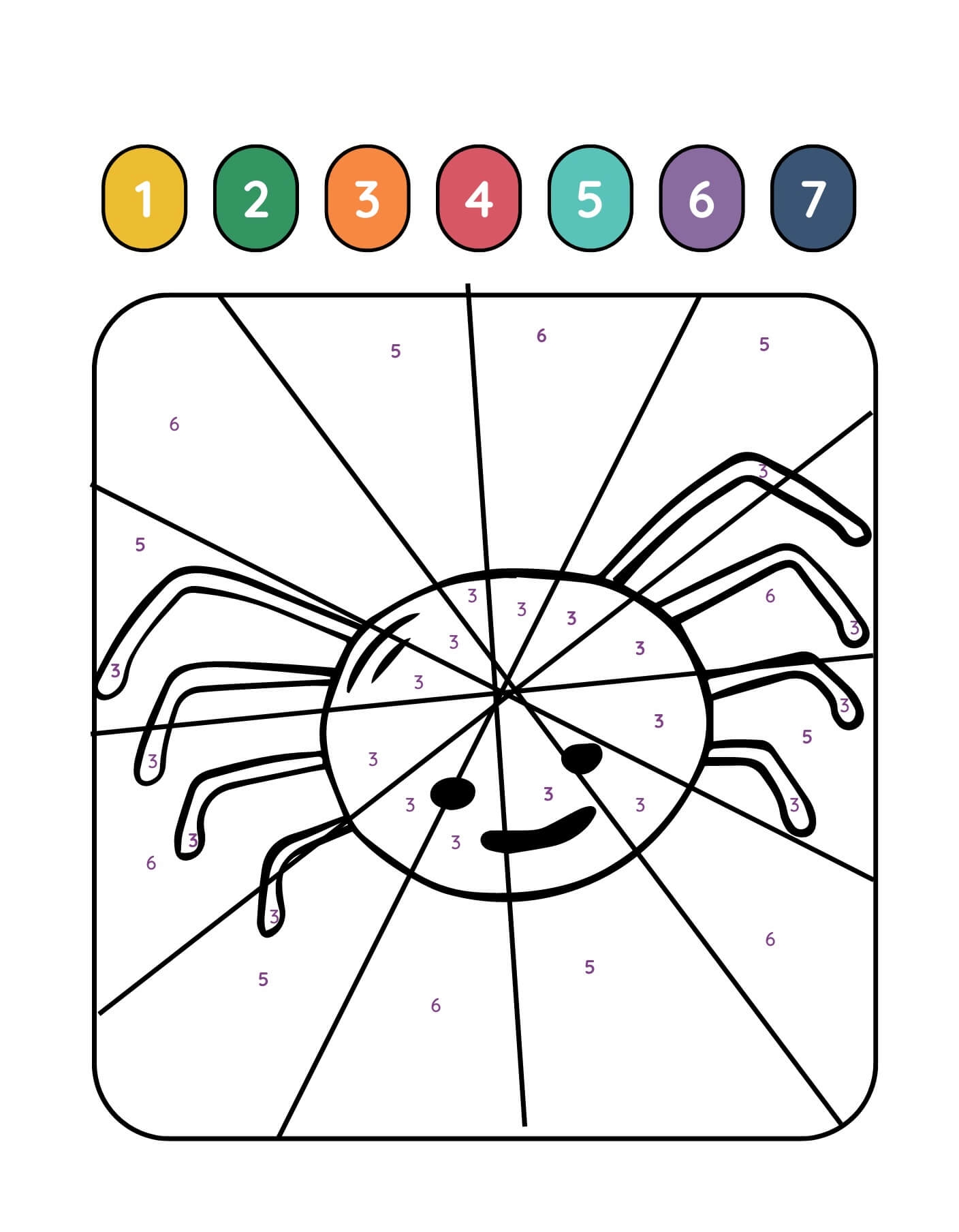 Spider Color By Number Coloring Pages ColoringLib Spider Color By Number Coloring Pages ColoringLib