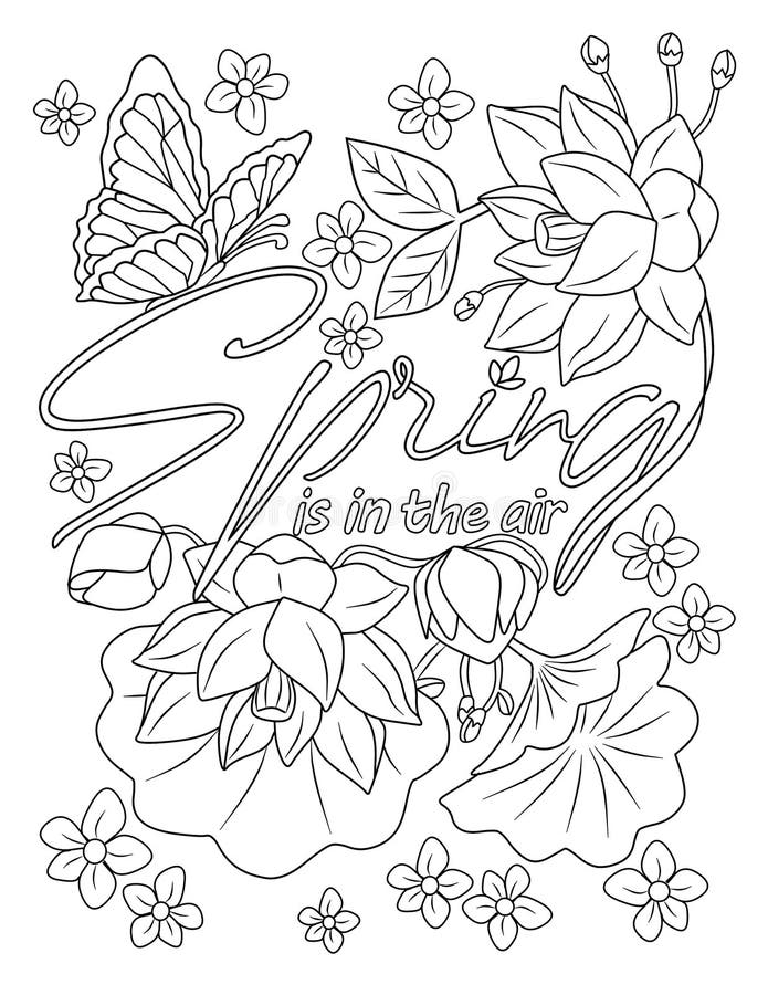 Spring Coloring Page For Adult Stock Illustration Illustration Of Spring Coloring Page For Adult Stock Illustration Illustration Of