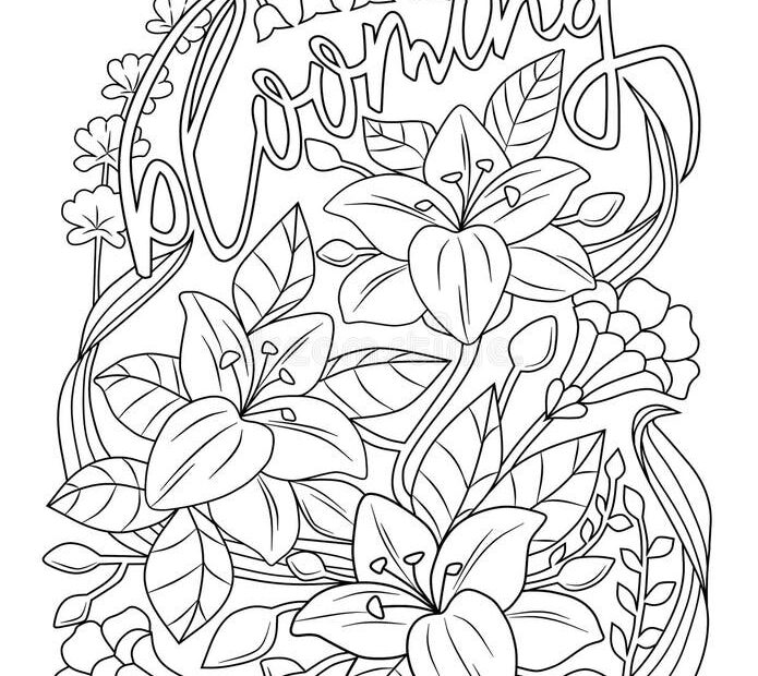Spring Coloring Page For Adult Stock Illustration Illustration Of