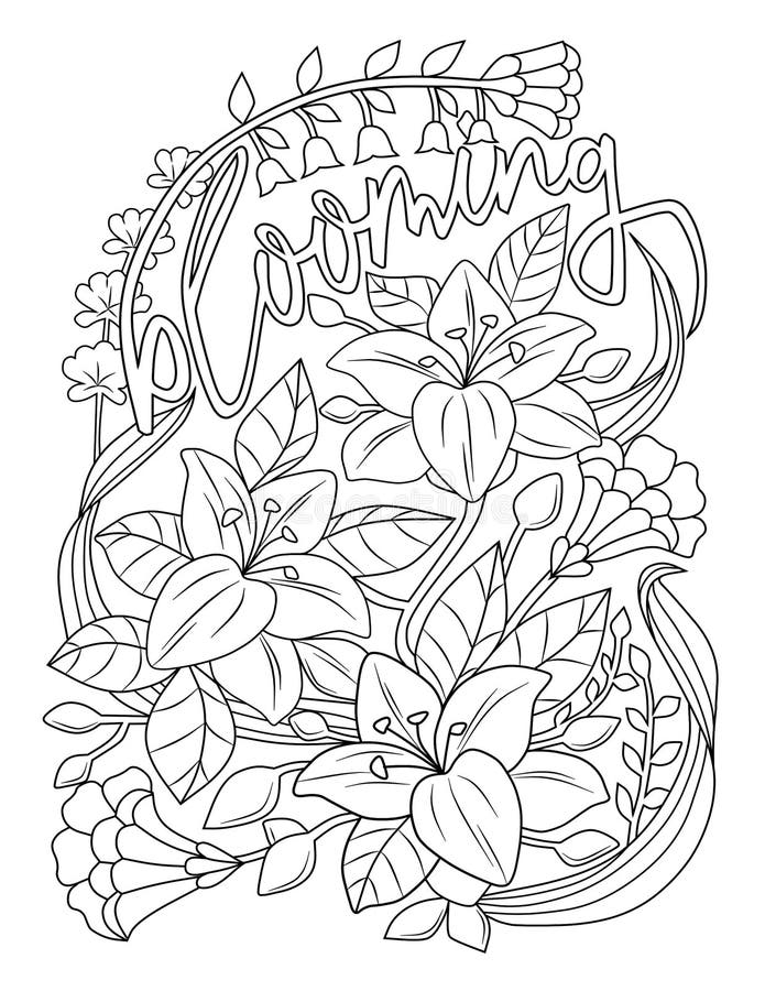 Spring Coloring Page For Adult Stock Illustration Illustration Of Spring Coloring Page For Adult Stock Illustration Illustration Of