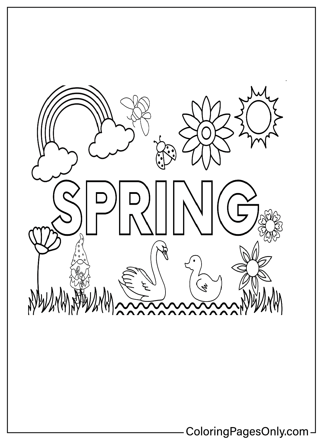 spring coloring sheet printable spring coloring sheet printable