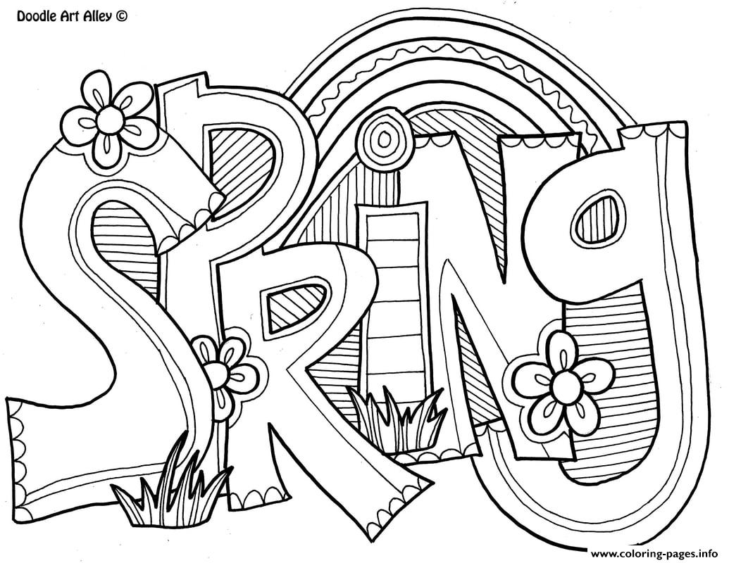 Spring Word Adult Coloring Page Printable Spring Word Adult Coloring Page Printable