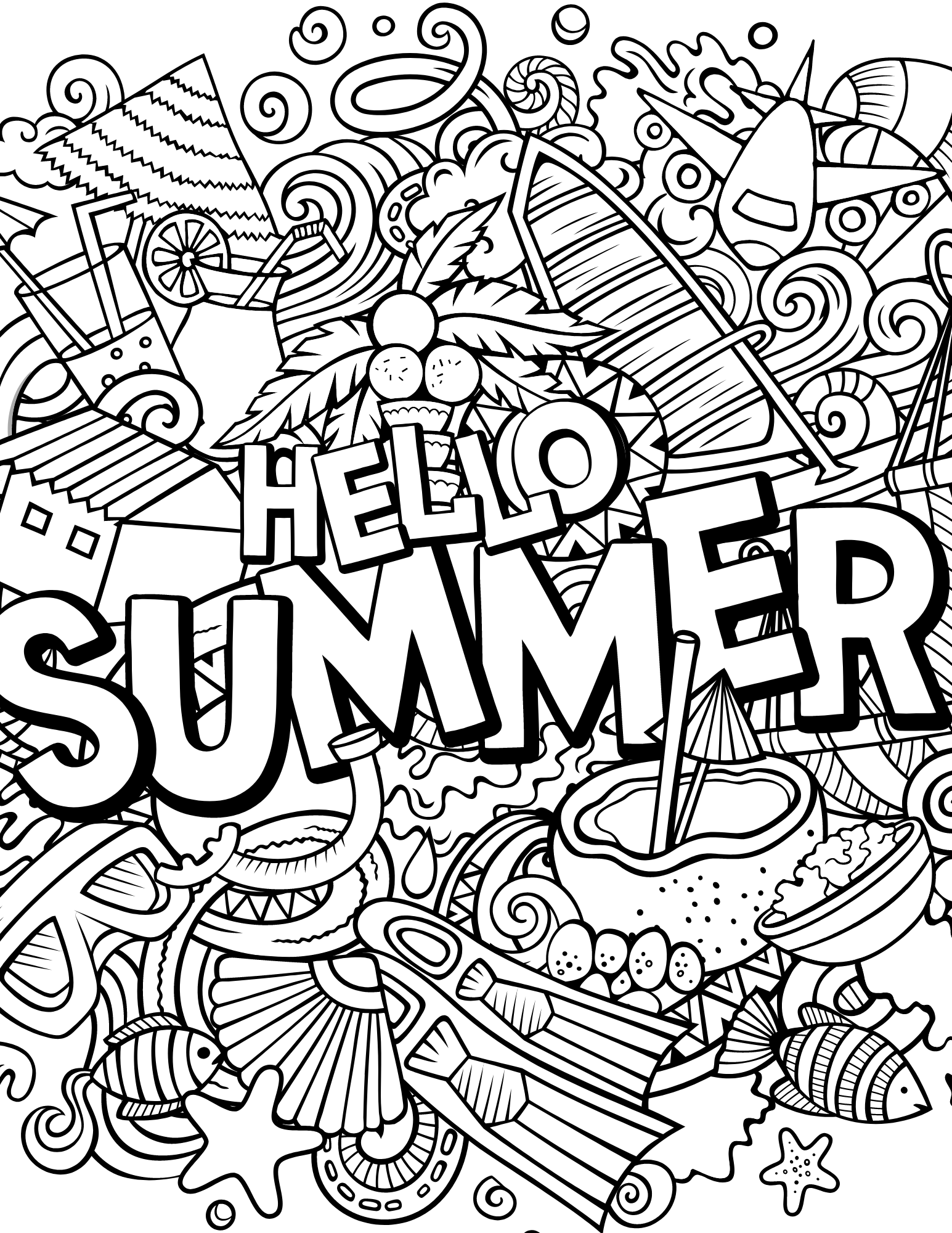 Summer Coloring Pages Easy Fun Art Free Time Activity Back To Summer Coloring Pages Easy Fun Art Free Time Activity Back To