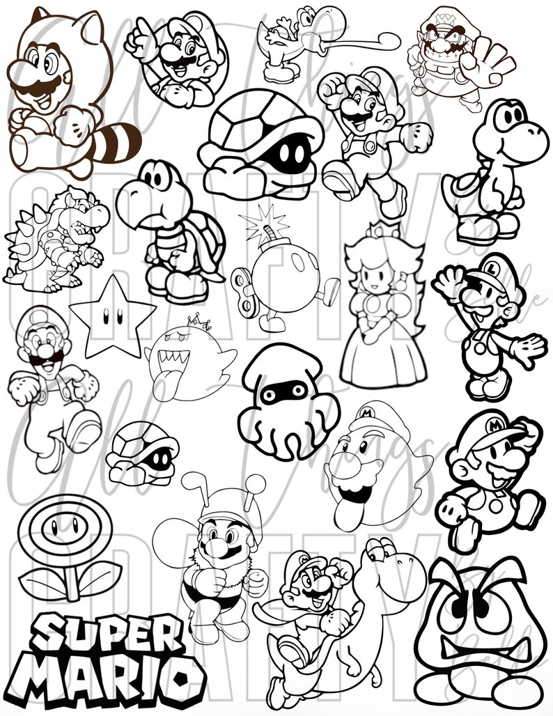 Super Mario Coloring Sheets 23 Digital PDF Coloring Pages Etsy Super Mario Coloring Sheets 23 Digital PDF Coloring Pages Etsy