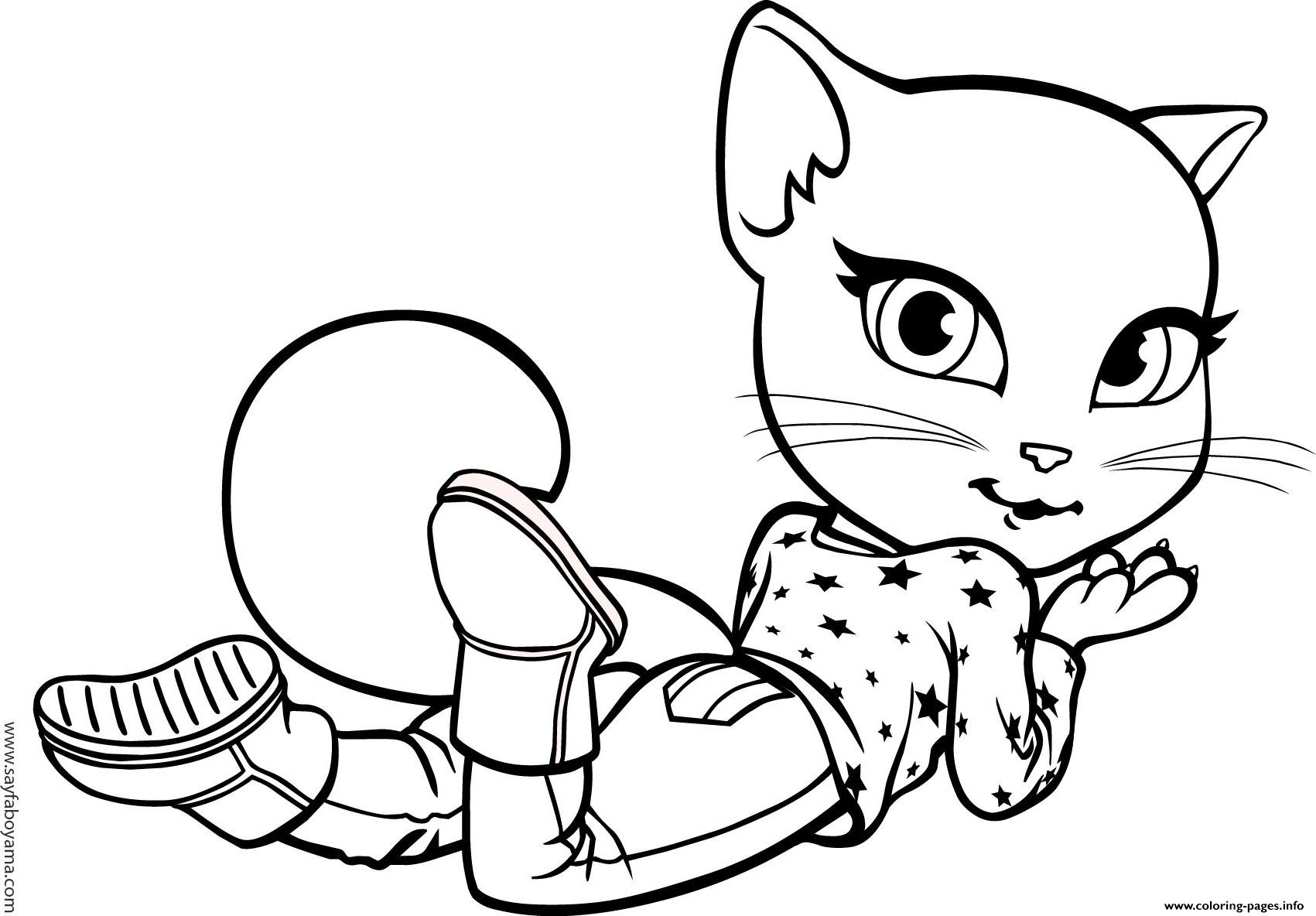 Talking Tom Cat Angela Coloring Page Printable Talking Tom Cat Angela Coloring Page Printable