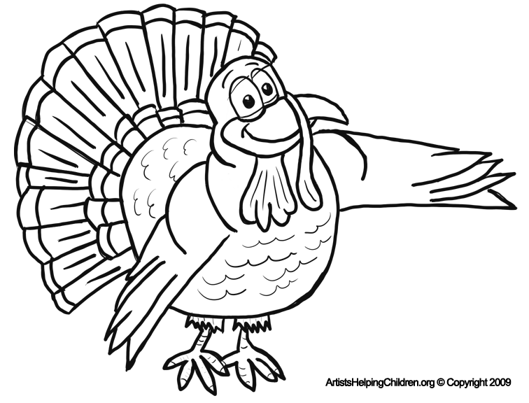 Thanksgiving Cartoon Turkeys Coloring Pages Printouts Turkey