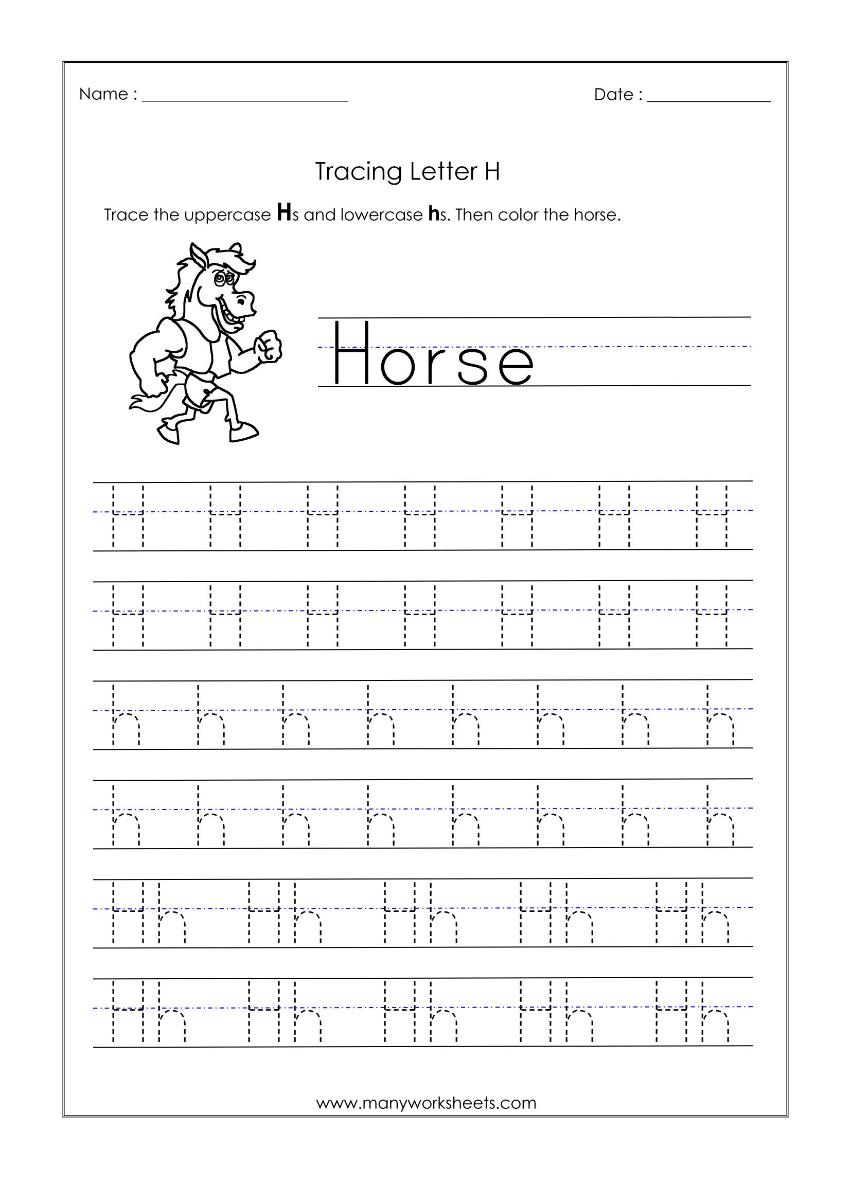 The Letter H Tracing Letter Tracing Worksheets The Letter H Tracing Letter Tracing Worksheets