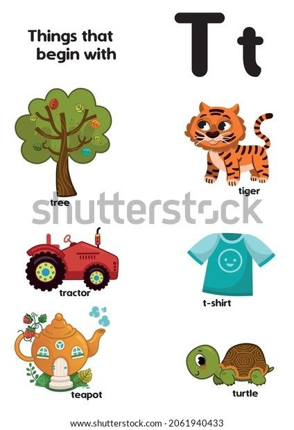 Things That Start Letter T Educational Stok Vekt r Telifsiz Things That Start Letter T Educational Stok Vekt r Telifsiz