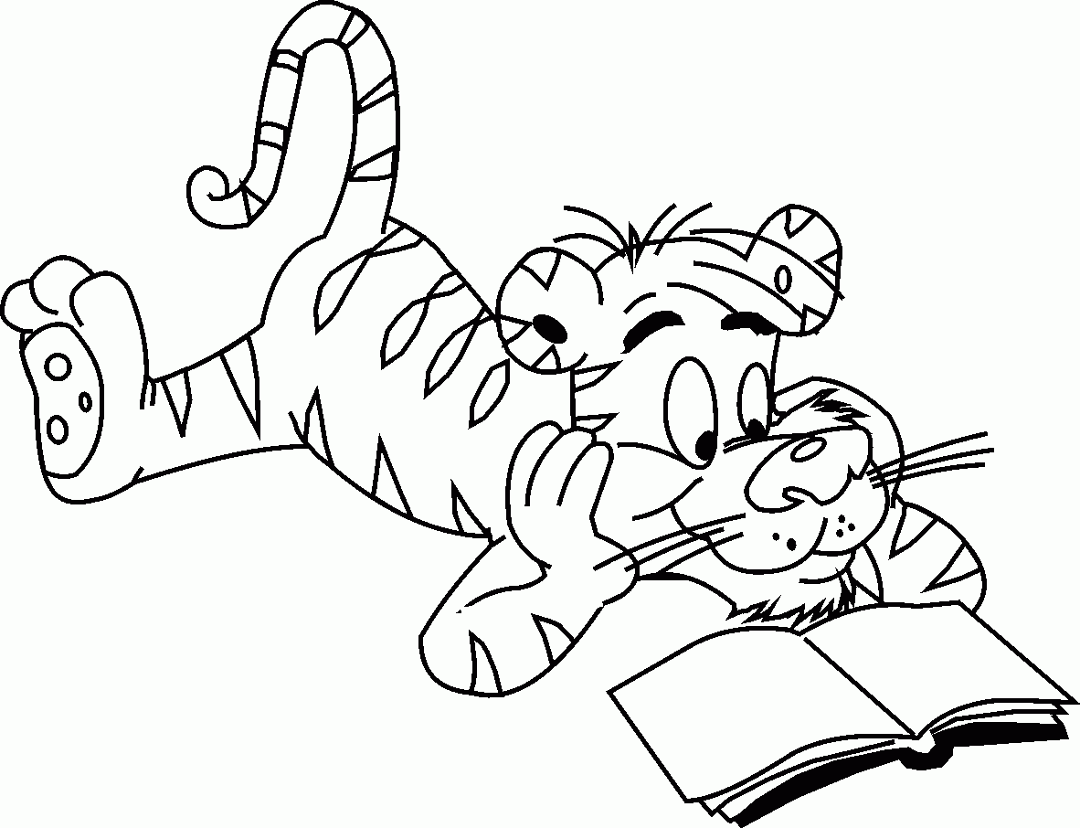 Tiger Reading Coloring Page Free Printable Coloring Pages For Kids