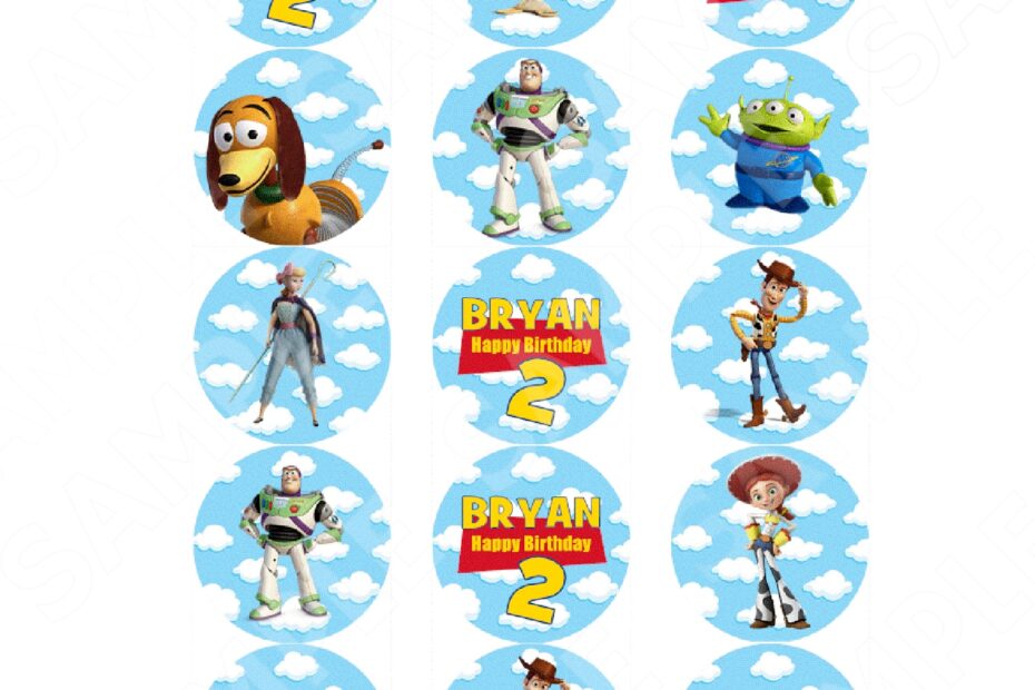 Toy Story Cake Topper Printable Toy Story Stickertoy Story Etsy The