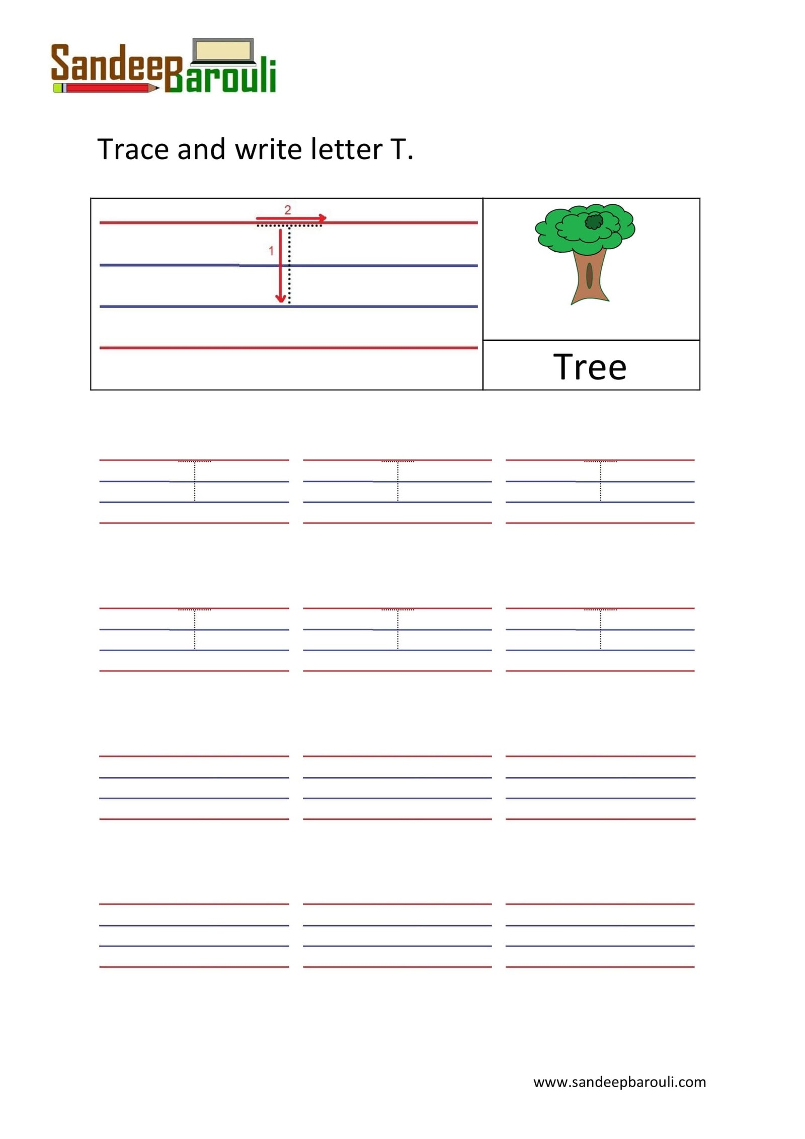 Trace And Write Letter T 1 SandeepBarouli Com Trace And Write Letter T 1 SandeepBarouli Com