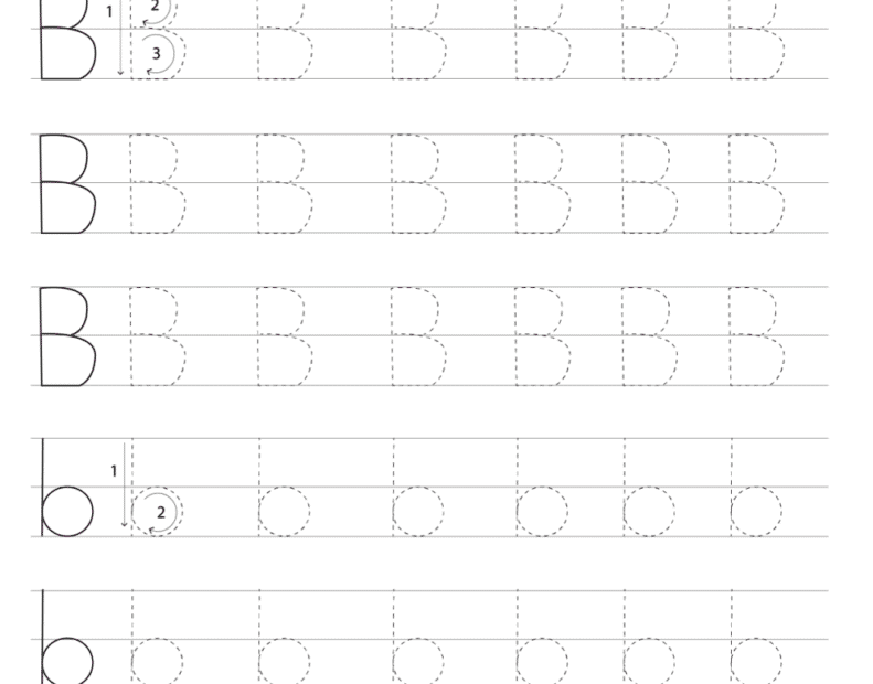 Trace Letter B Worksheets Pre Free Printable Infoupdate