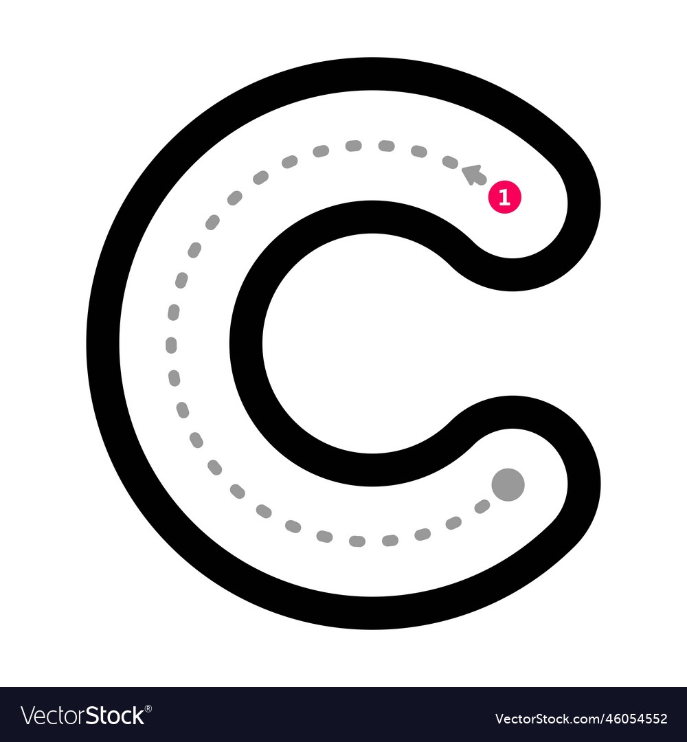 Tracing Alphabet Letter C Lowercase Prewriting Vector Image Tracing Alphabet Letter C Lowercase Prewriting Vector Image