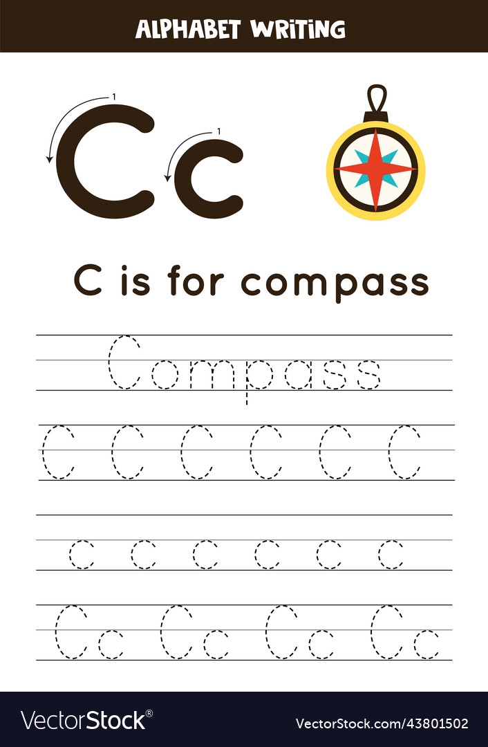 Tracing Alphabet Letters For Kids Learning Letter Vector Image Tracing Alphabet Letters For Kids Learning Letter Vector Image