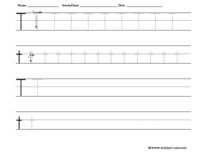 letter t writing worksheet
