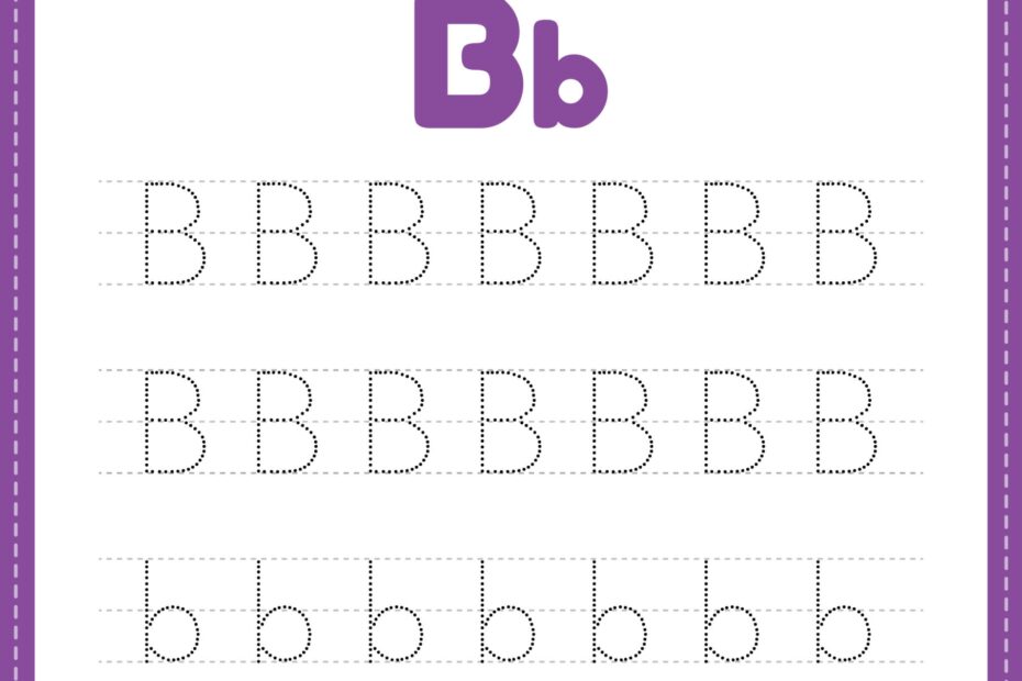 Tracing Letter B Alphabet Worksheet Free Printable PDF