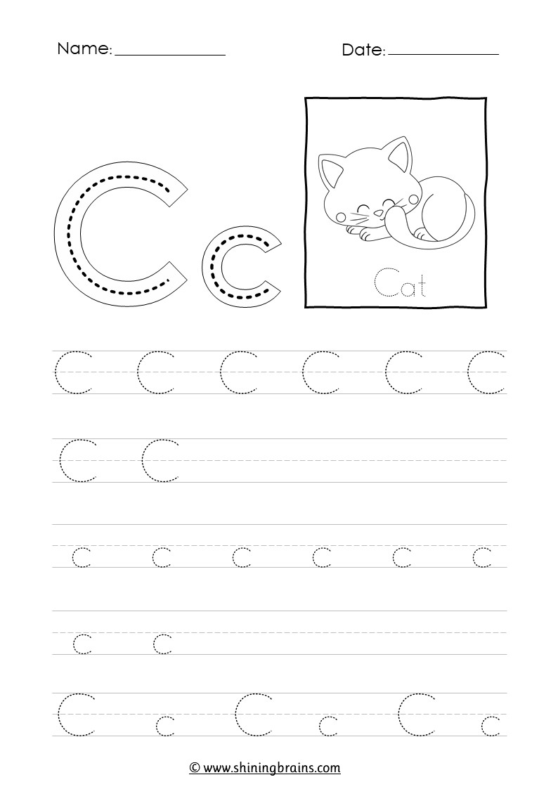 Tracing Letter C C Worksheet Tracing Letter C C Worksheet