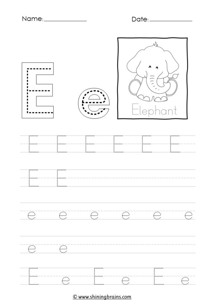 tracing the letter e worksheet tracing the letter e worksheet